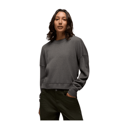 PRANA WOMEN'S TOUCHSTONE LONG SLEEVE CREWNECK - THYME HEATHER - FRONT VIEW