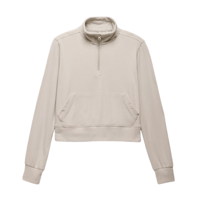 PRANA WOMEN'S WILLOW WEST HALF ZIP SWEATER - ALMOND - PRODUCT VIEW