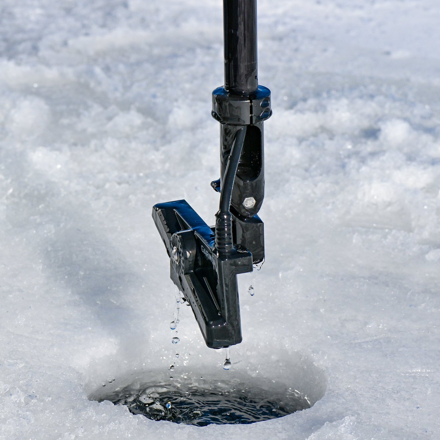 Fish Armor Pro Pole showing the ducer up close
