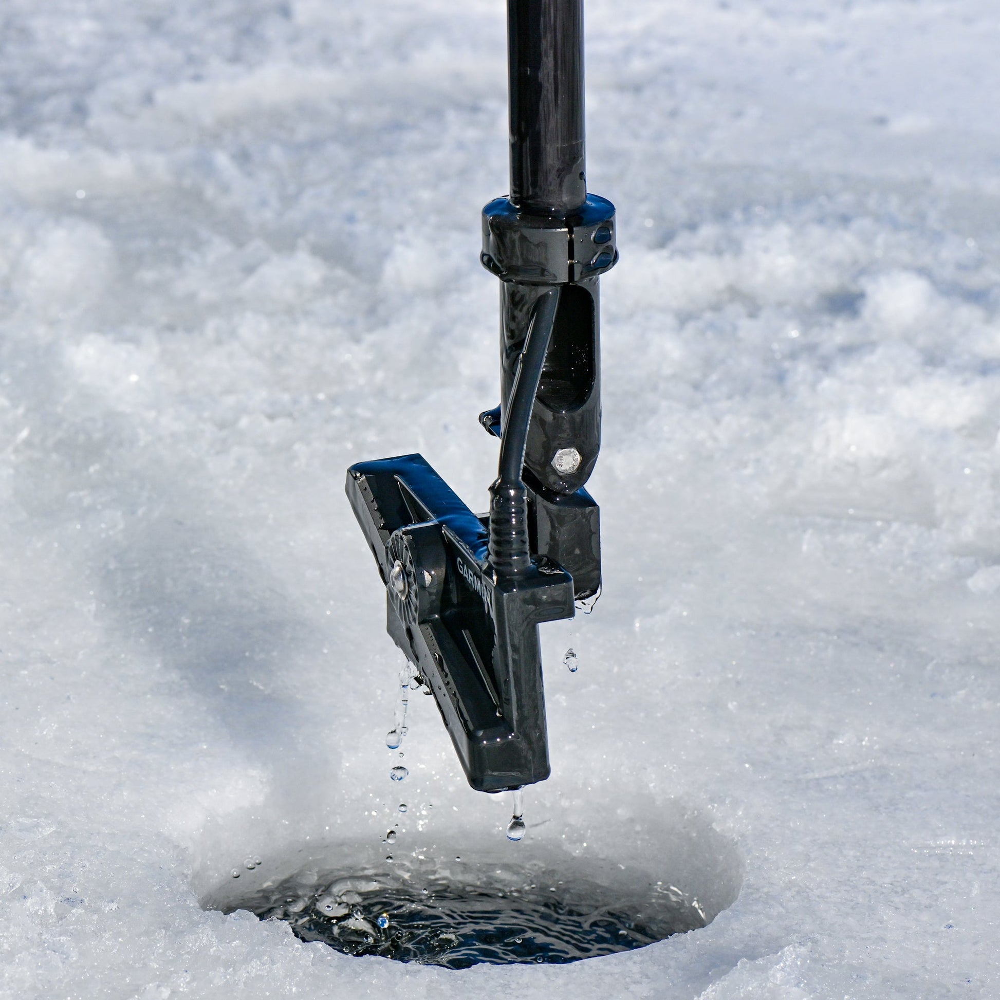 Fish Armor Pro Pole showing the ducer up close