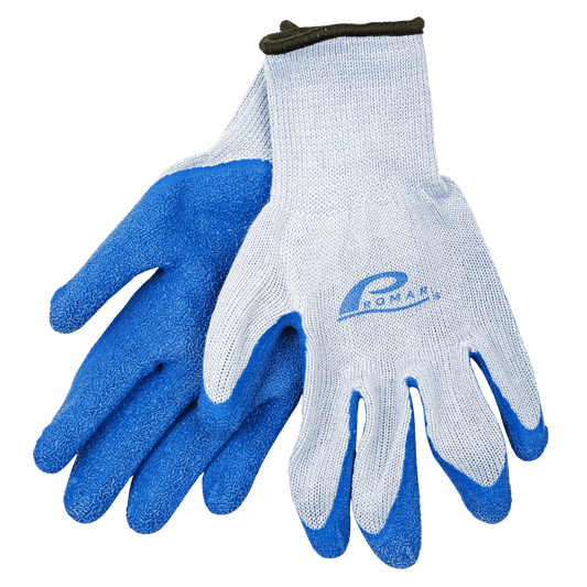 PROMAR LATEX GRIP BLUE GLOVE FRONT AND BACK VIEW