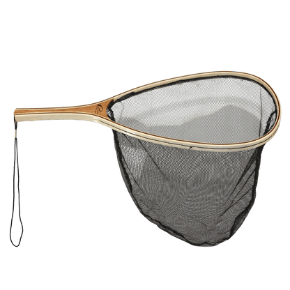 PROMAR WOODEN TROUT LANDING NET BLACK ACE NYLON SIDE VIEW