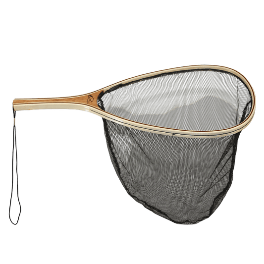 PROMAR WOODEN TROUT LANDING NET BLACK ACE NYLON SIDE VIEW