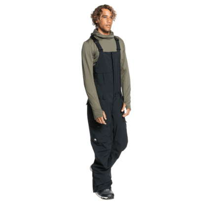 QUICKSILVER MEN'S UTILITY BIB SHELL SNOWBOARD PANTS - TRUE BLACK - SIDE FULL VIEW