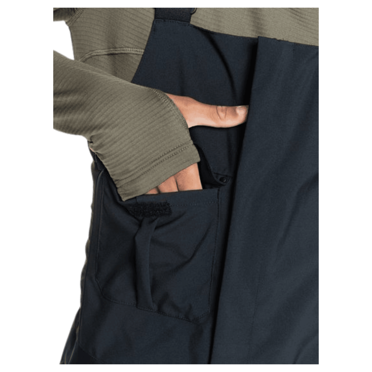 QUICKSILVER MEN'S UTILITY BIB SHELL SNOWBOARD PANTS - TRUE BLACK - TOP POCKET