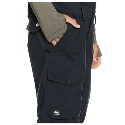 QUICKSILVER MEN'S UTILITY BIB SHELL SNOWBOARD PANTS - TRUE BLACK - POCKET