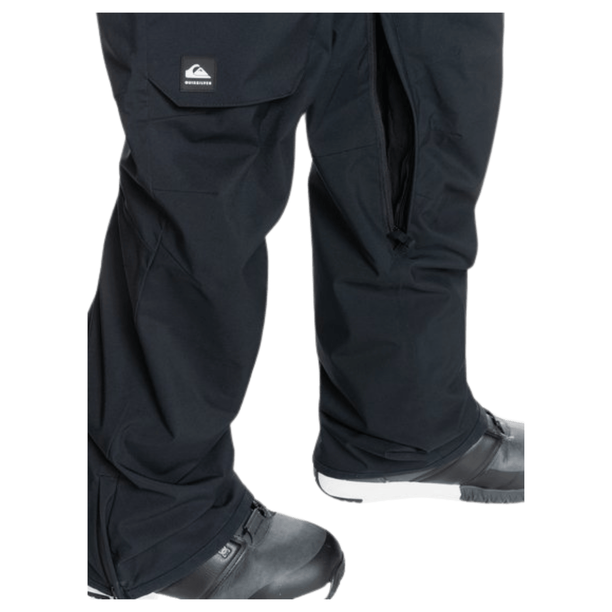 QUICKSILVER MEN'S UTILITY BIB SHELL SNOWBOARD PANTS - TRUE BLACK - LEG ANGLE