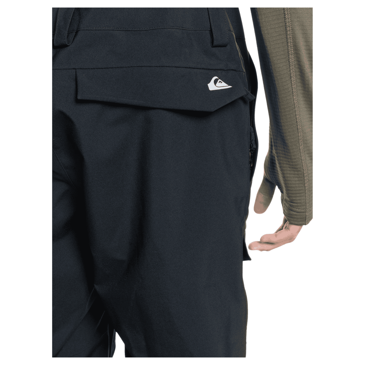 QUICKSILVER MEN'S UTILITY BIB SHELL SNOWBOARD PANTS - TRUE BLACK - BACK LOGO
