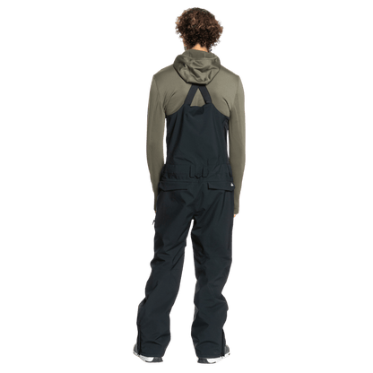 QUICKSILVER MEN'S UTILITY BIB SHELL SNOWBOARD PANTS - TRUE BLACK - BACK FULL VIEW