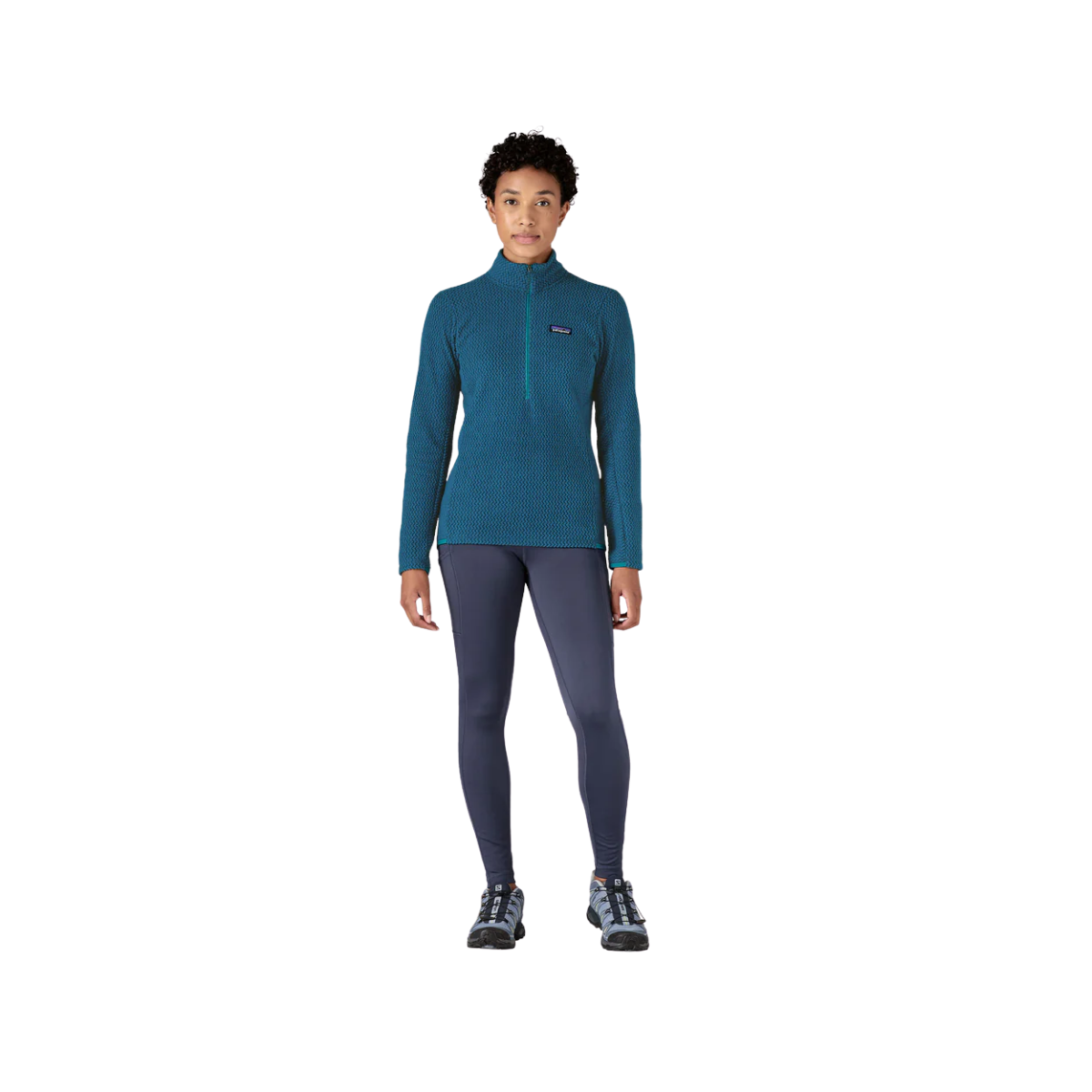 PATAGONIA WOMEN'S R1 AIR FLEECE ZIP NECK lagom blue front view
