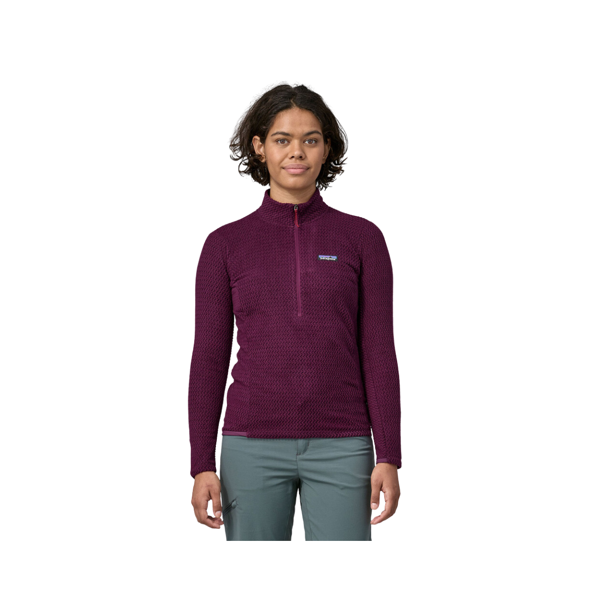 PATAGONIA WOMEN'S R1 AIR FLEECE ZIP NECK night plum front view