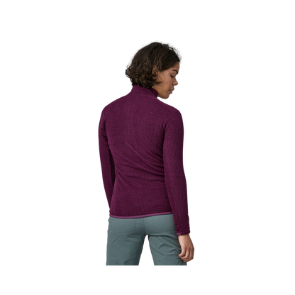 PATAGONIA WOMEN'S R1 AIR FLEECE ZIP NECK night plum back view