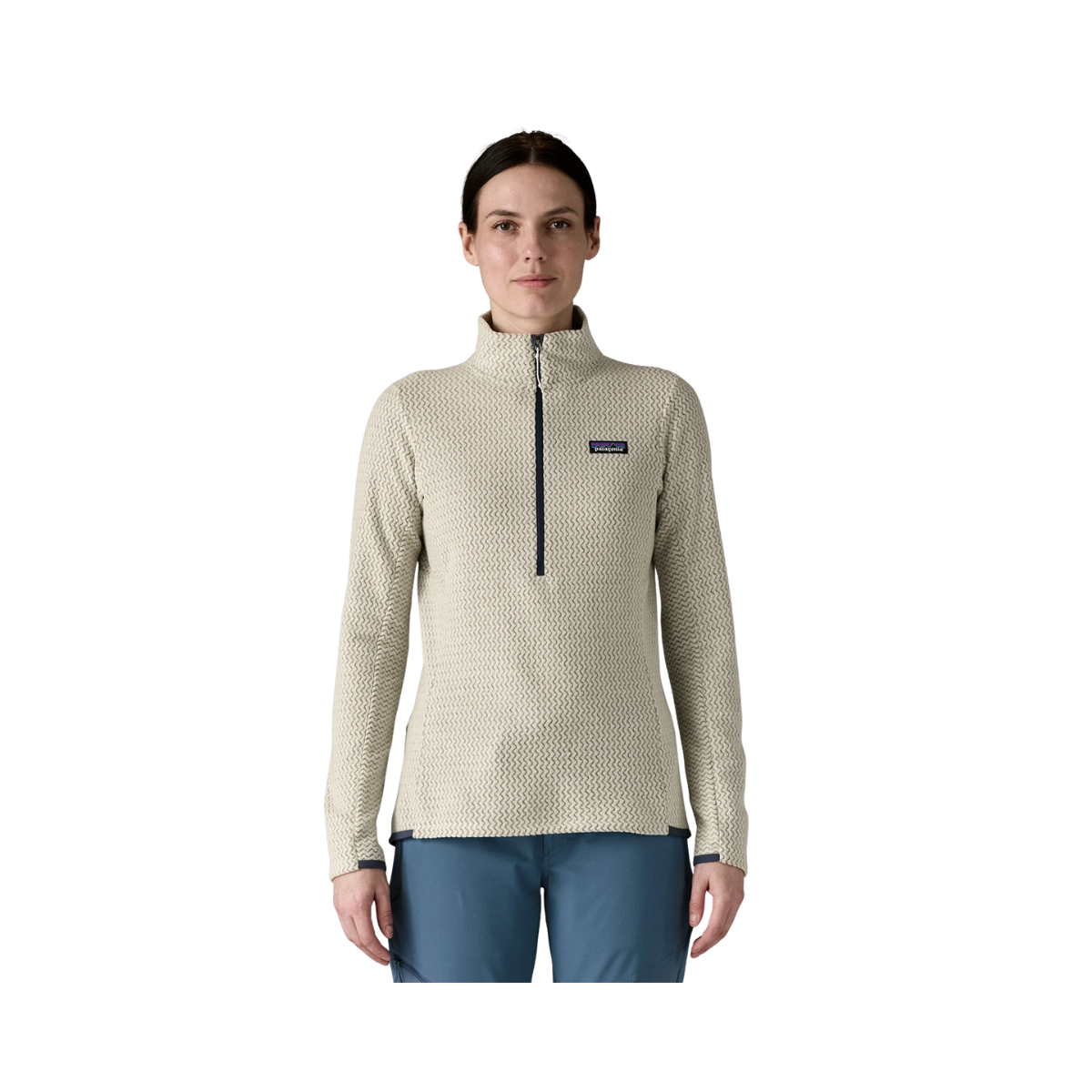 PATAGONIA WOMEN'S R1 AIR FLEECE ZIP NECK front view wool white