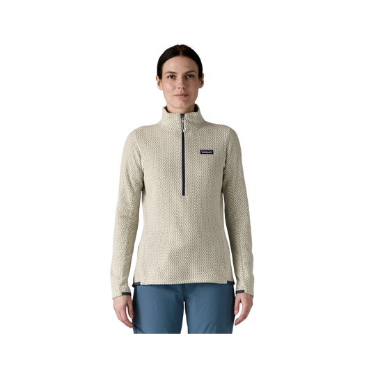 PATAGONIA WOMEN'S R1 AIR FLEECE ZIP NECK front view wool white