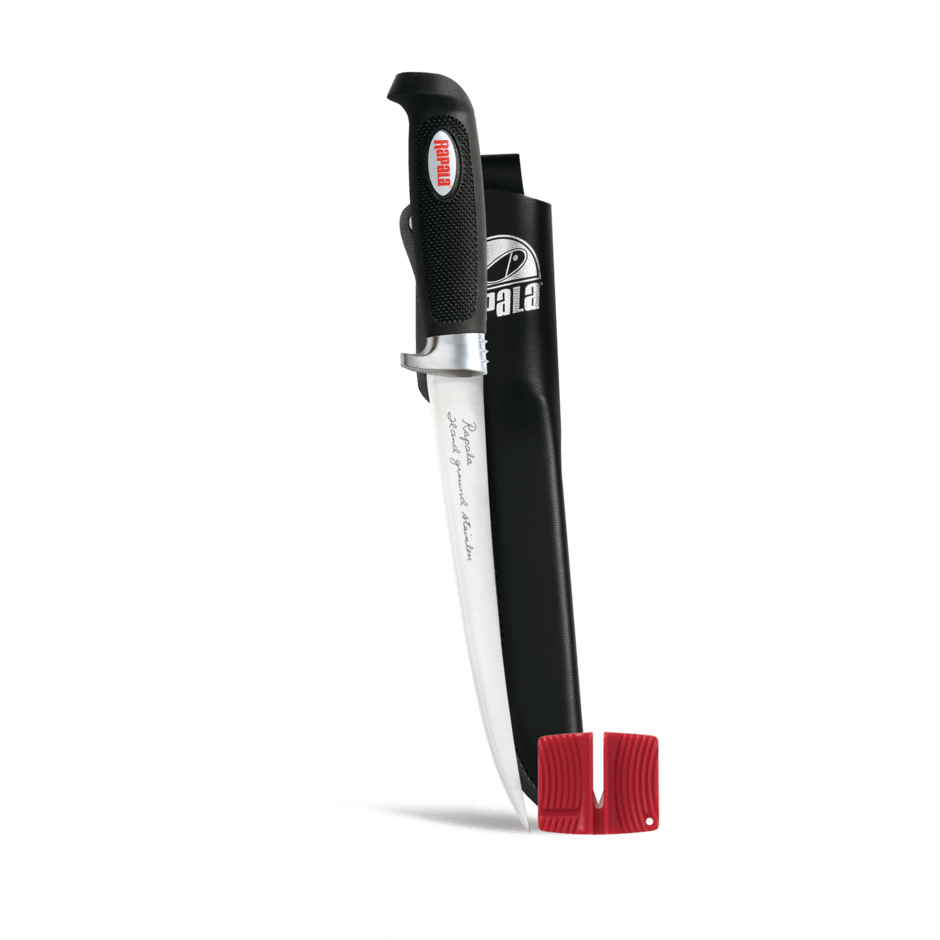 RAPALA FILLET KNIFE LEATHER SHEATH W/ SHARPENER 4INwith sheath and sharpener
