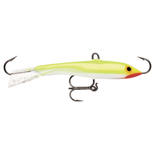 RAPALA JIGGING RAP 07 - SILVER FLUORESCENT CHARTREUSE FRONT