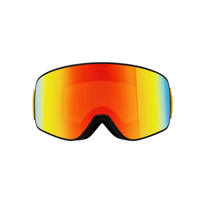 RED BULL SPECT RUSH GOGGLES – SNOWBOARD/SKI PERFORMANCE EYEWEAR - BLACK  FRAME - ORANGE WITH RED MIRROR - FRONT VIEW