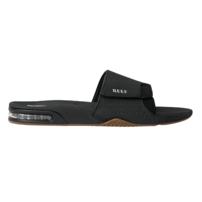 REEF MEN'S FANNING SLIDE - BLACK/SILVER - LEFT VIEW