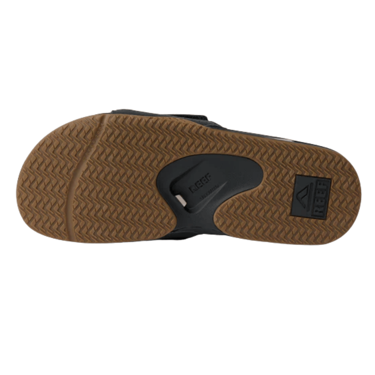 REEF MEN'S FANNING SLIDE - BLACK/SILVER - BOTTOM VIEW