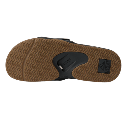 REEF MEN'S FANNING SLIDE - BLACK/SILVER - BOTTOM VIEW