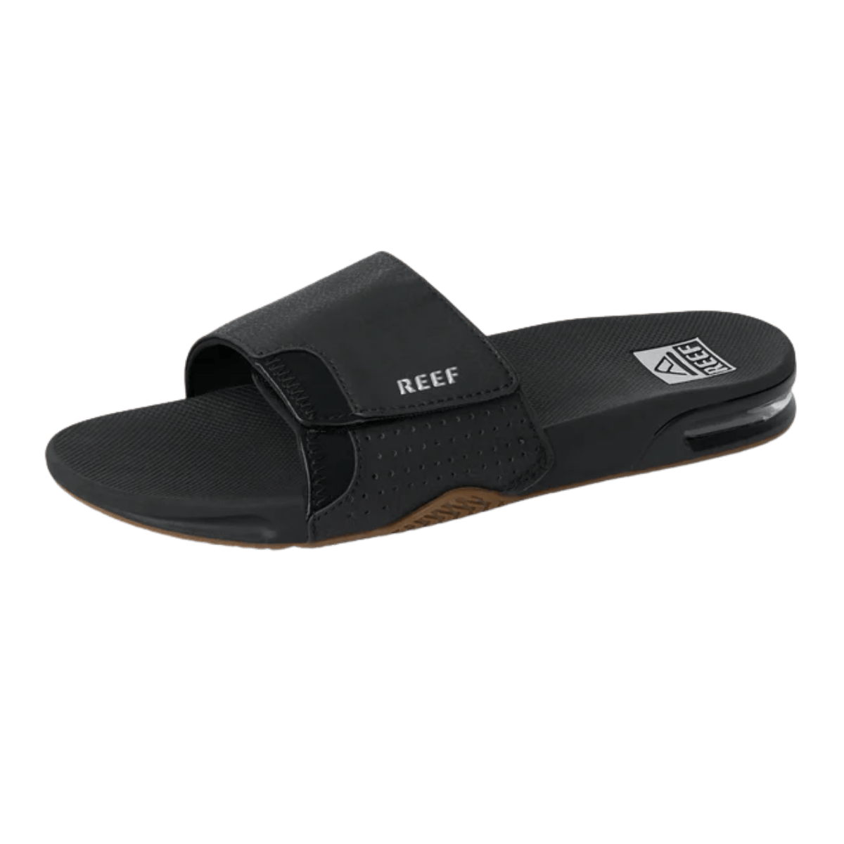 REEF MEN'S FANNING SLIDE - BLACK/SILVER - RIGHT SIDE VIEW