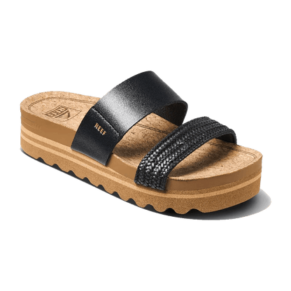 REEF WOMEN'S CUSHION VISTA HI SLIDE SANDALS - BLACK BRAID - SIDE VIEW