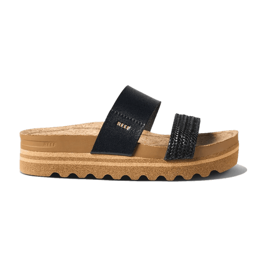 REEF WOMEN'S CUSHION VISTA HI SLIDE SANDALS - BLACK BRAID - SIDE VIEW 2
