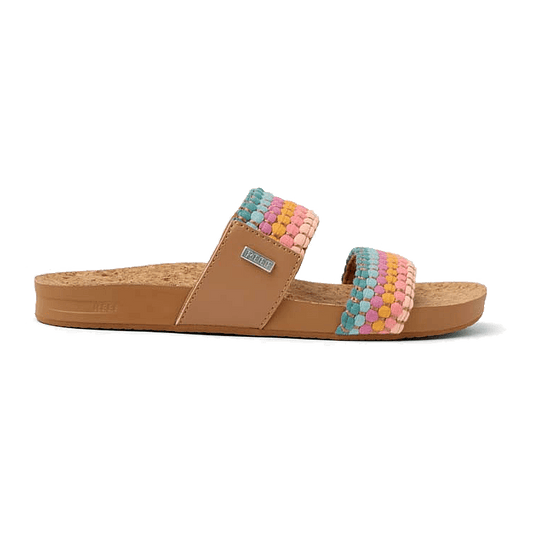 REEF WOMEN'S CUSHION VISTA SLIDE SANDALS - SHERBET MULTI - RIGHT SIDE VIEW