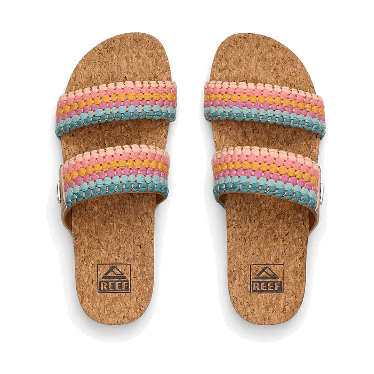 REEF WOMEN'S CUSHION VISTA SLIDE SANDALS - SHERBET MULTI -TOP VIEW