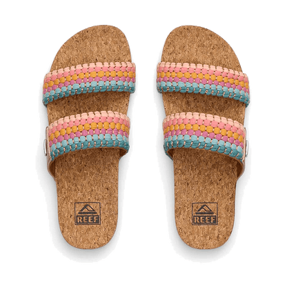 REEF WOMEN'S CUSHION VISTA SLIDE SANDALS - SHERBET MULTI -TOP VIEW