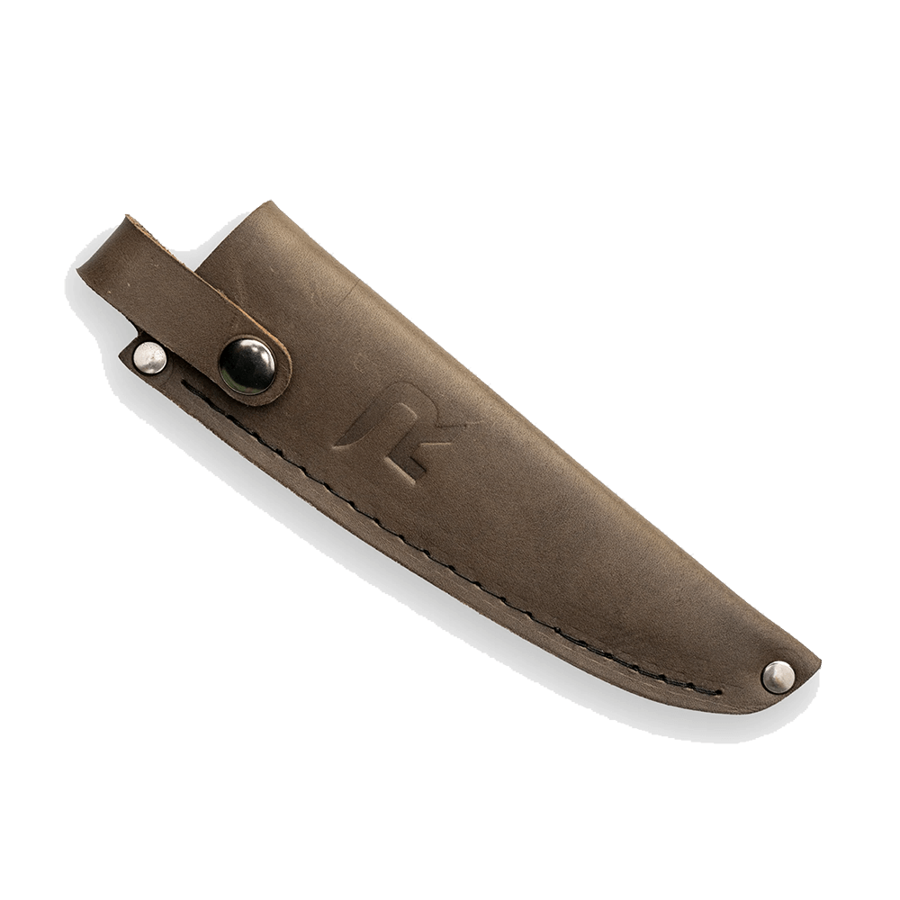 RELENTLESS KNIVES CURVED FILLET KNIFE W/SHEATH 6IN showing sheath