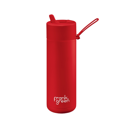 FRANK GREEN CERAMIC REUSABLE BOTTLE FLIP STRAW 20OZ - ATOMIC RED