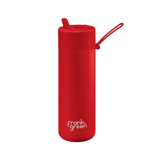 FRANK GREEN CERAMIC REUSABLE BOTTLE FLIP STRAW 20OZ - ATOMIC RED