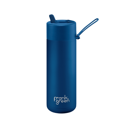 FRANK GREEN CERAMIC REUSABLE BOTTLE FLIP STRAW 20OZ - DEEP OCEAN