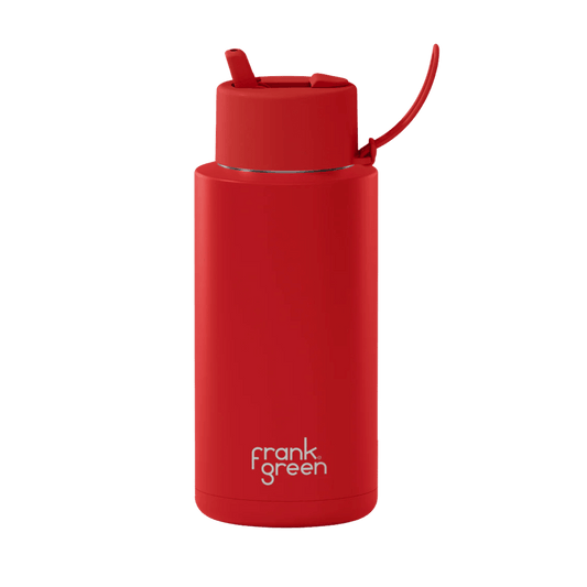 FRANK GREEN REUSABLE BOTTLE WITH FLIP STRAW 34OZ/1L - ATOMIC RED