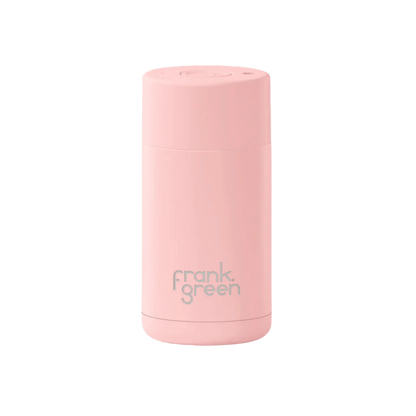 FRANK GREEN CERAMIC REUSABLE CUP - BUTTON LID 12OZ - BLUSHED