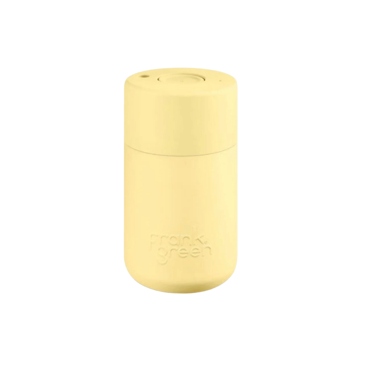 FRANK GREEN CERAMIC REUSABLE CUP - BUTTON LID 12OZ - BUTTERMILK