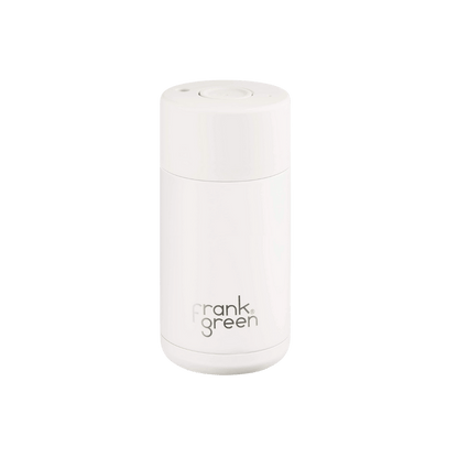 FRANK GREEN CERAMIC REUSABLE CUP - BUTTON LID 12OZ - CLOUD