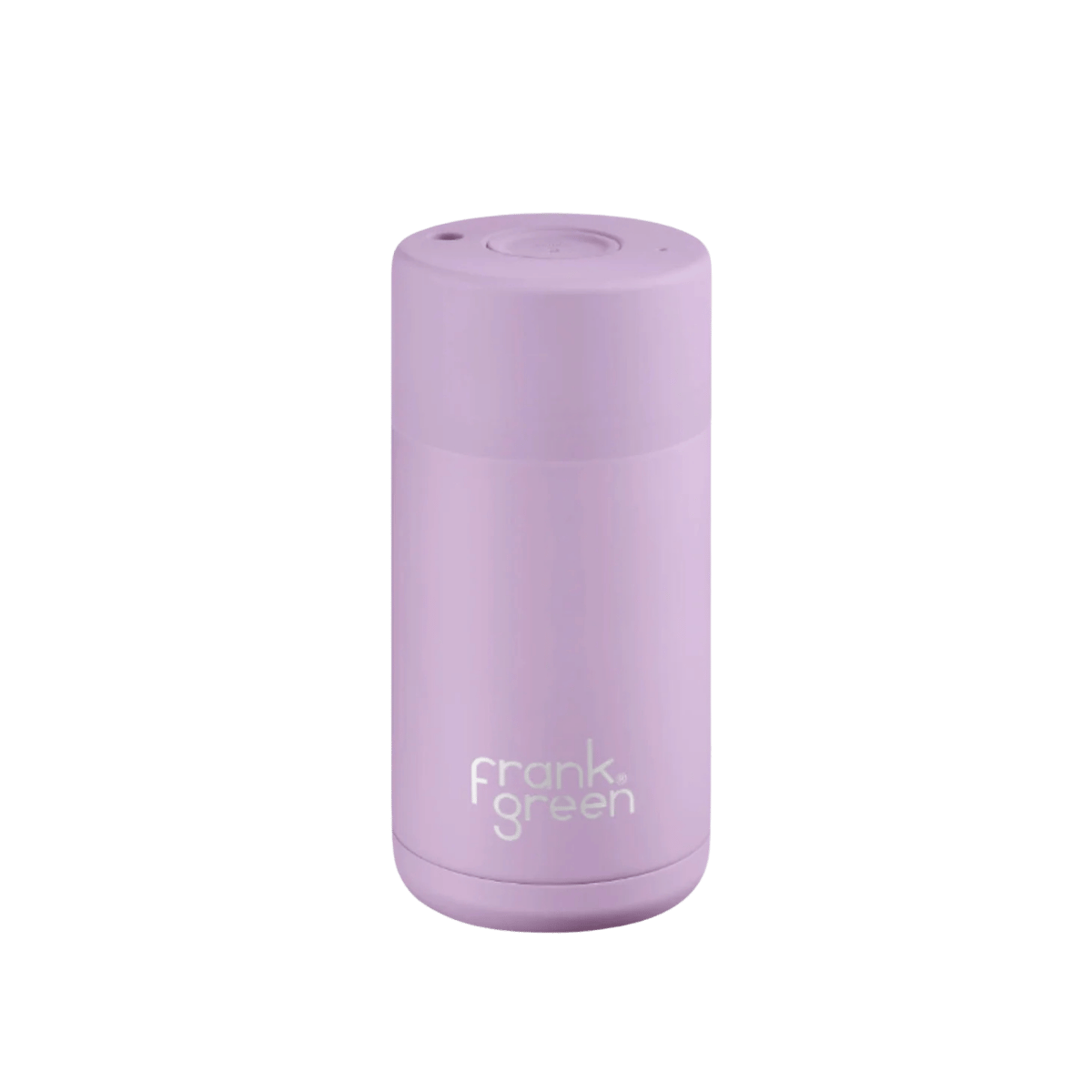 FRANK GREEN CERAMIC REUSABLE CUP - BUTTON LID 12OZ - LILAC HAZE