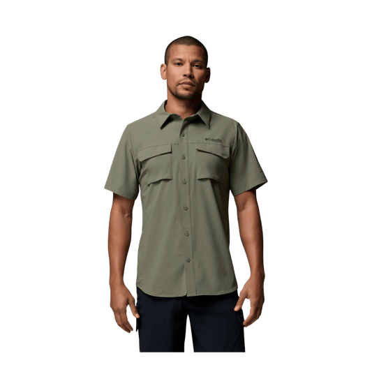 COLUMBIA MEN'S SILVER RIDGE ELITE SS - STONE GREEN