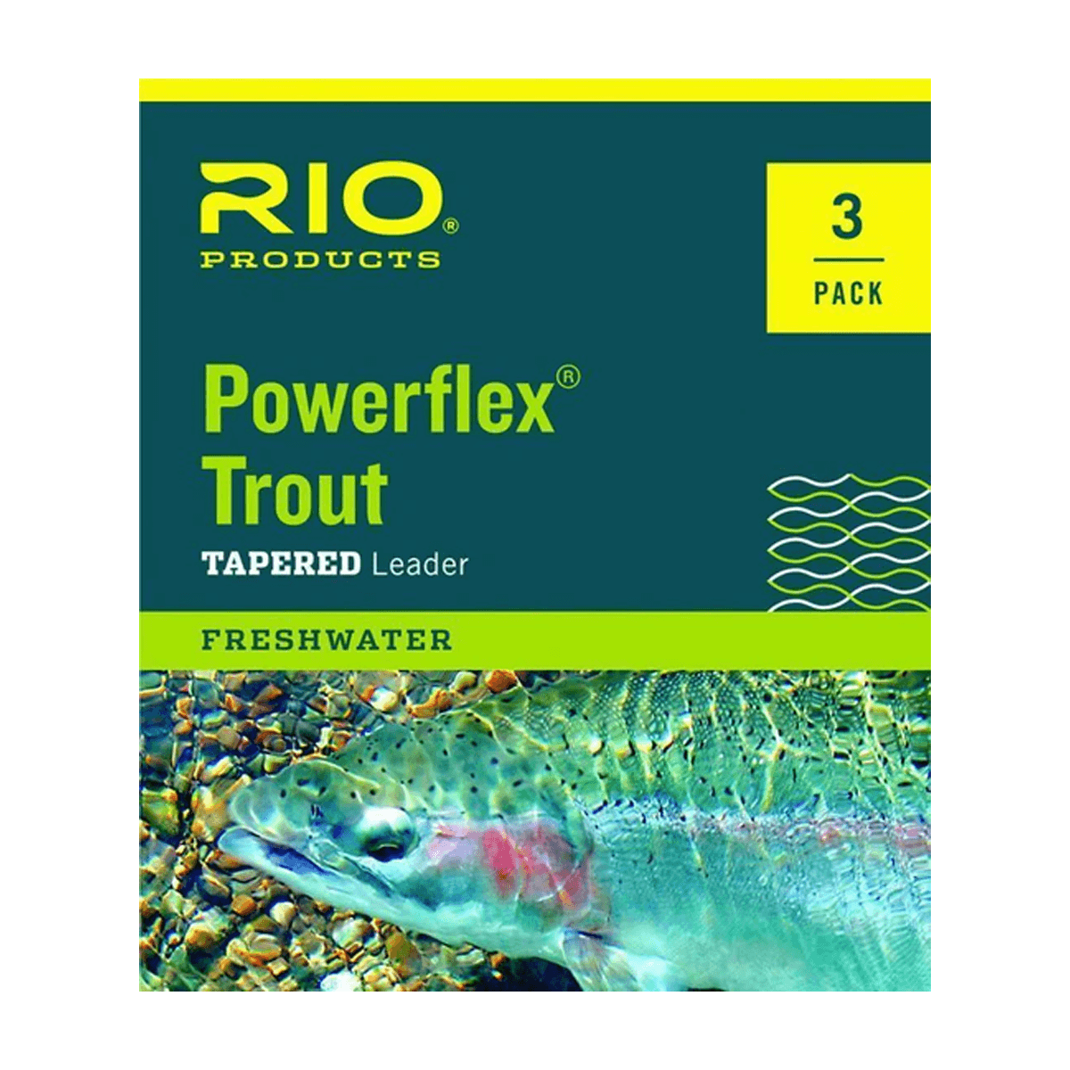 RIO POWERFLEX TROUT TAPERED LEADERS - 3 PACK - 9FT 6X
