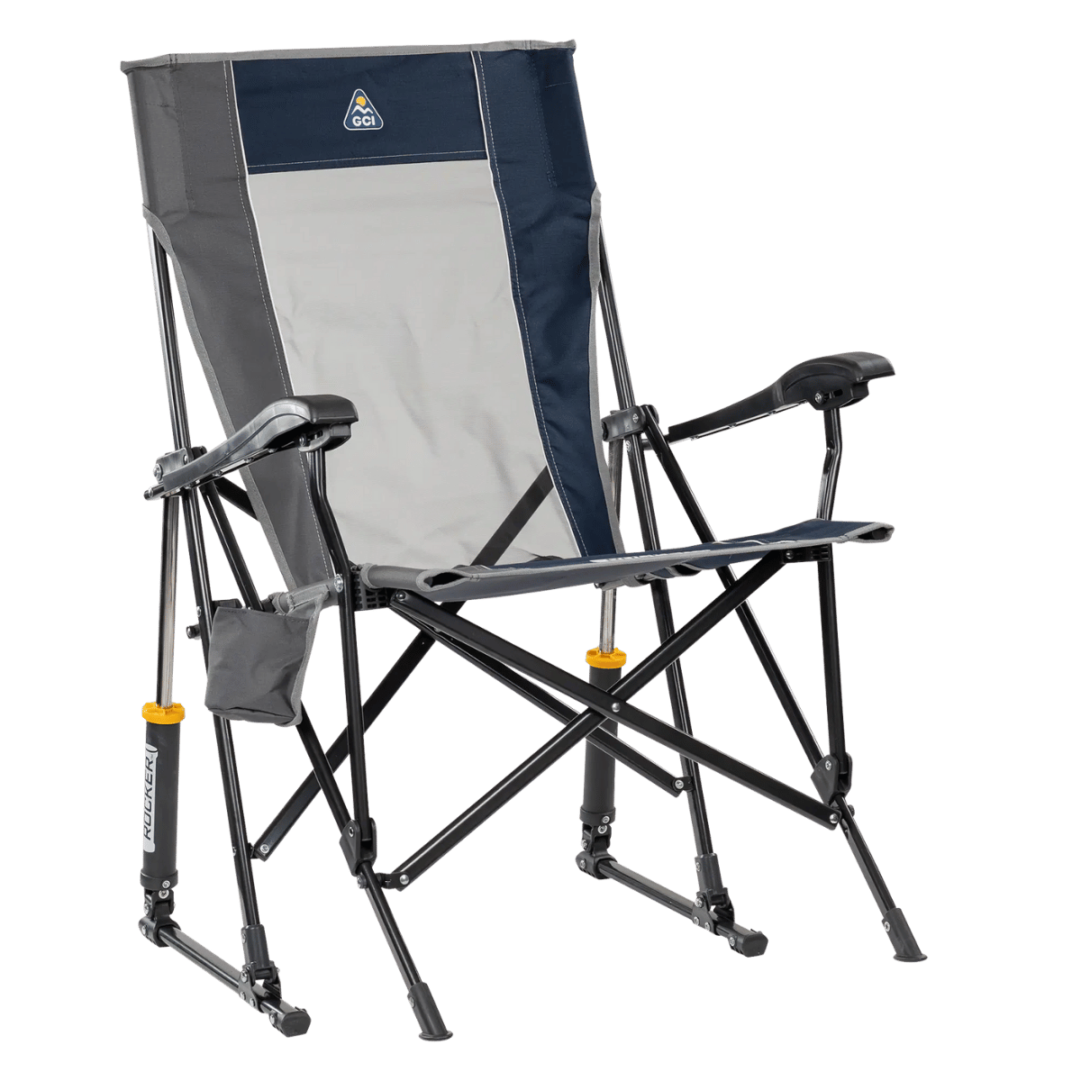 GCI OUTDOOR ROADTRIP ROCKER - INDIGO BLUE FRONT SIDE ANGLE