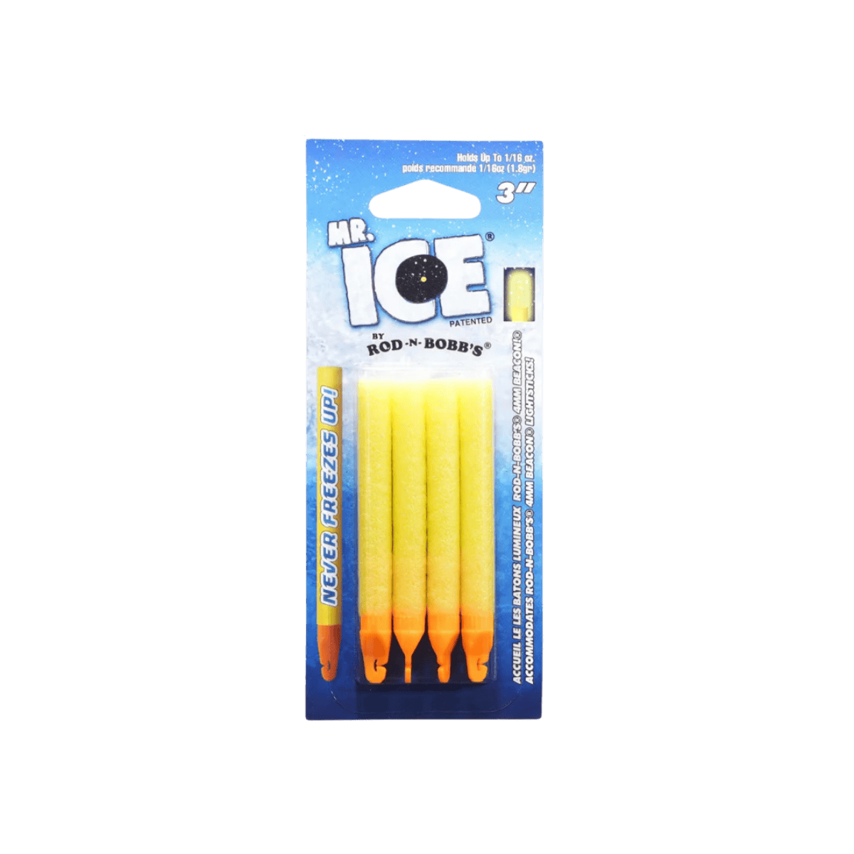 ROD-N-BOBBS MR ICE FOAM BOBBER 12PACK - ICE YELLOW 3IN" - FRONT VIEW