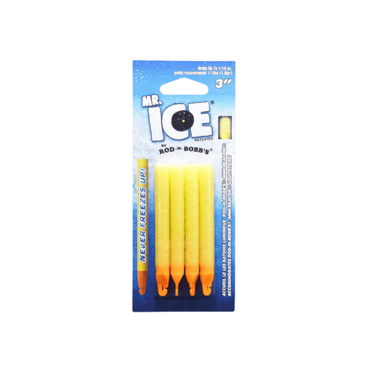 ROD-N-BOBBS MR ICE FOAM BOBBER 12PACK - ICE YELLOW 3IN" - FRONT VIEW