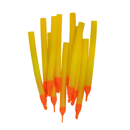 ROD-N-BOBBS MR ICE FOAM BOBBER 4 PACK - YELLOW 4IN" - FRONT VIEW
