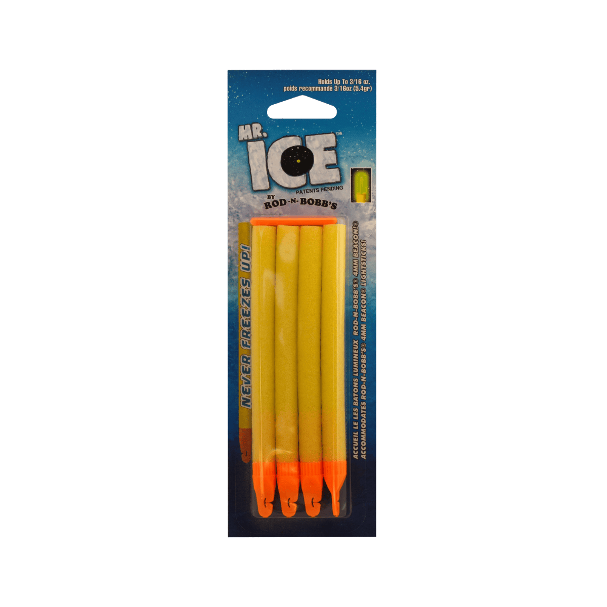ROD-N-BOBBS MR ICE FOAM BOBBER 4 PACK - YELLOW 4IN"