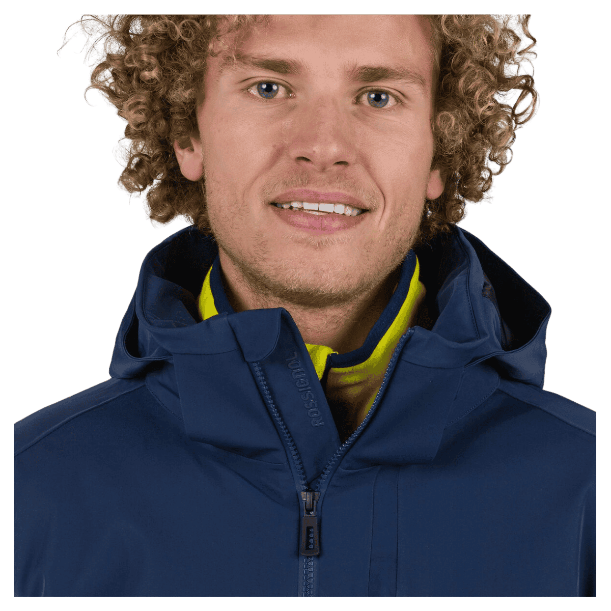 ROSSIGNOL MEN'S BLACKSIDE SKI JACKET - DARK NAVY - NECK VIEW