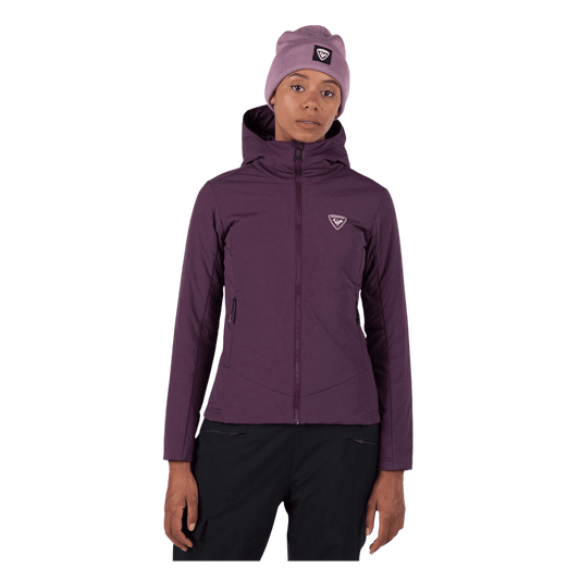 ROSSIGNOL WOMEN'S OPSIDE LIGHT INSULATED HOODIE JACKET - MULBERRY - FRONT VIEW WW