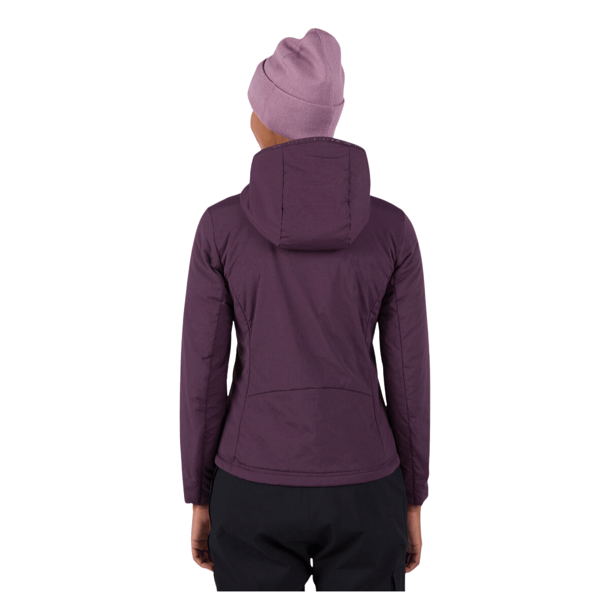 ROSSIGNOL WOMEN'S OPSIDE LIGHT INSULATED HOODIE JACKET - MULBERRY - BACK VIEW WW