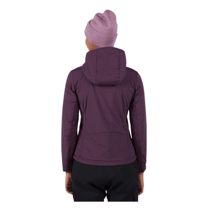 ROSSIGNOL WOMEN'S OPSIDE LIGHT INSULATED HOODIE JACKET - MULBERRY - BACK VIEW WW